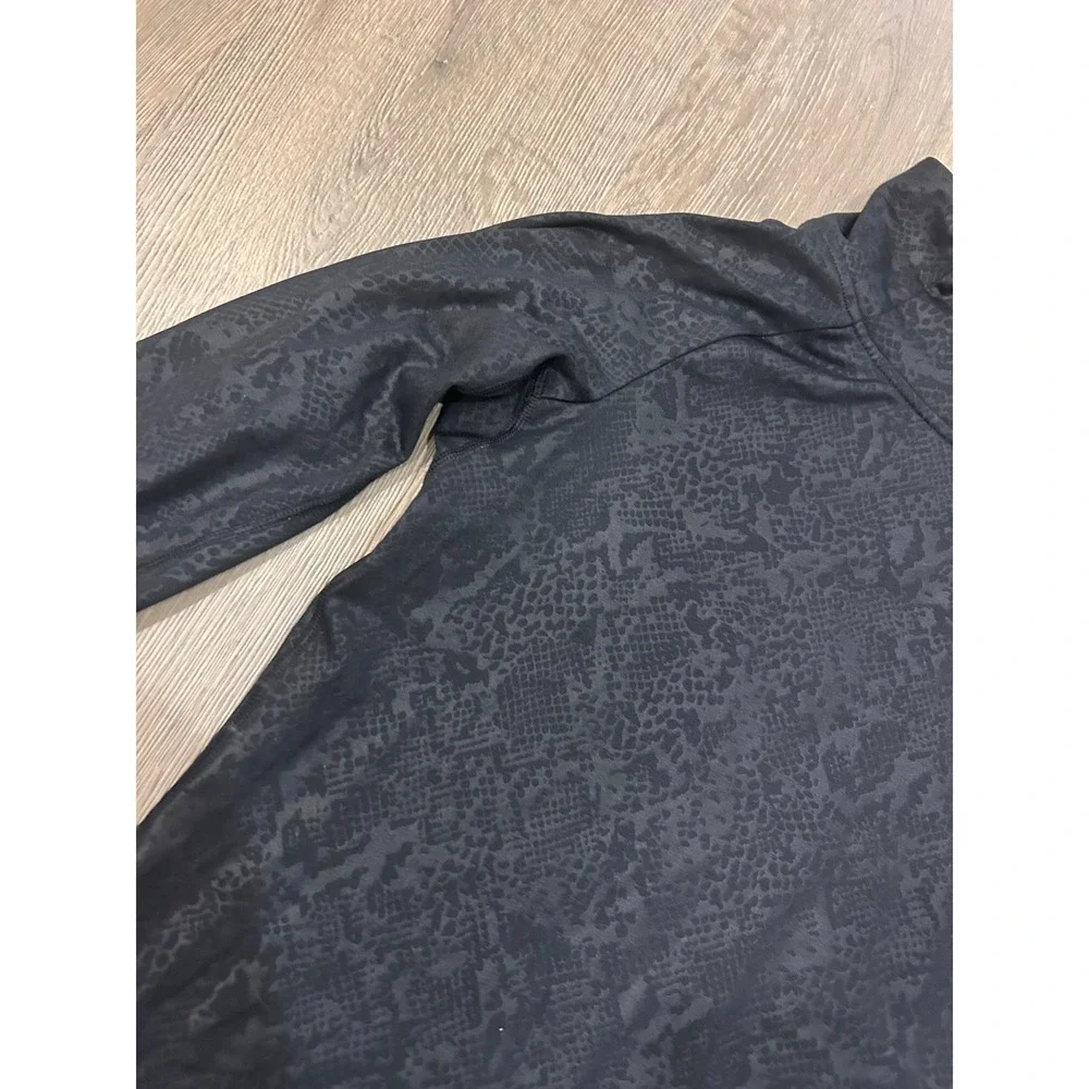 Nike Pro Dri-FIT Womens Black Snakeskin Print Side Zip Funnel Neck Top Medium‎